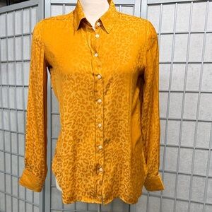 Banana Republic Mustard Leopard Button-Down Shirt, Size Small